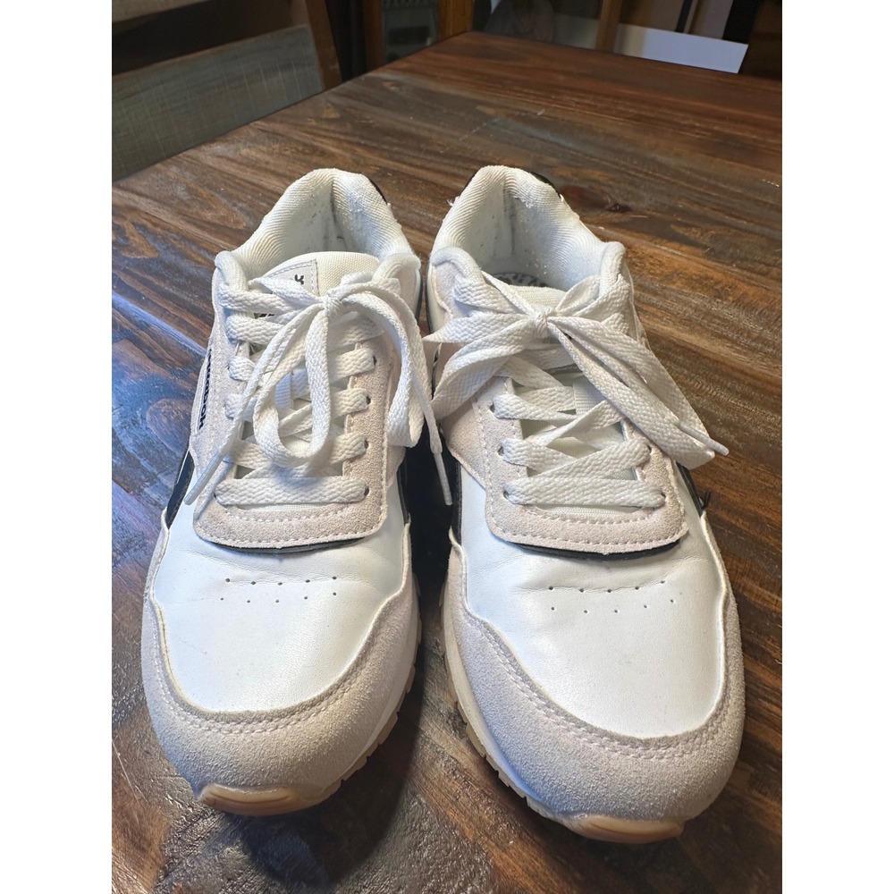 Reebok Royal Glide Womens 7.5 White Black Suede Leopard‎ Print Sneakers Shoes - Picture 2 of 7